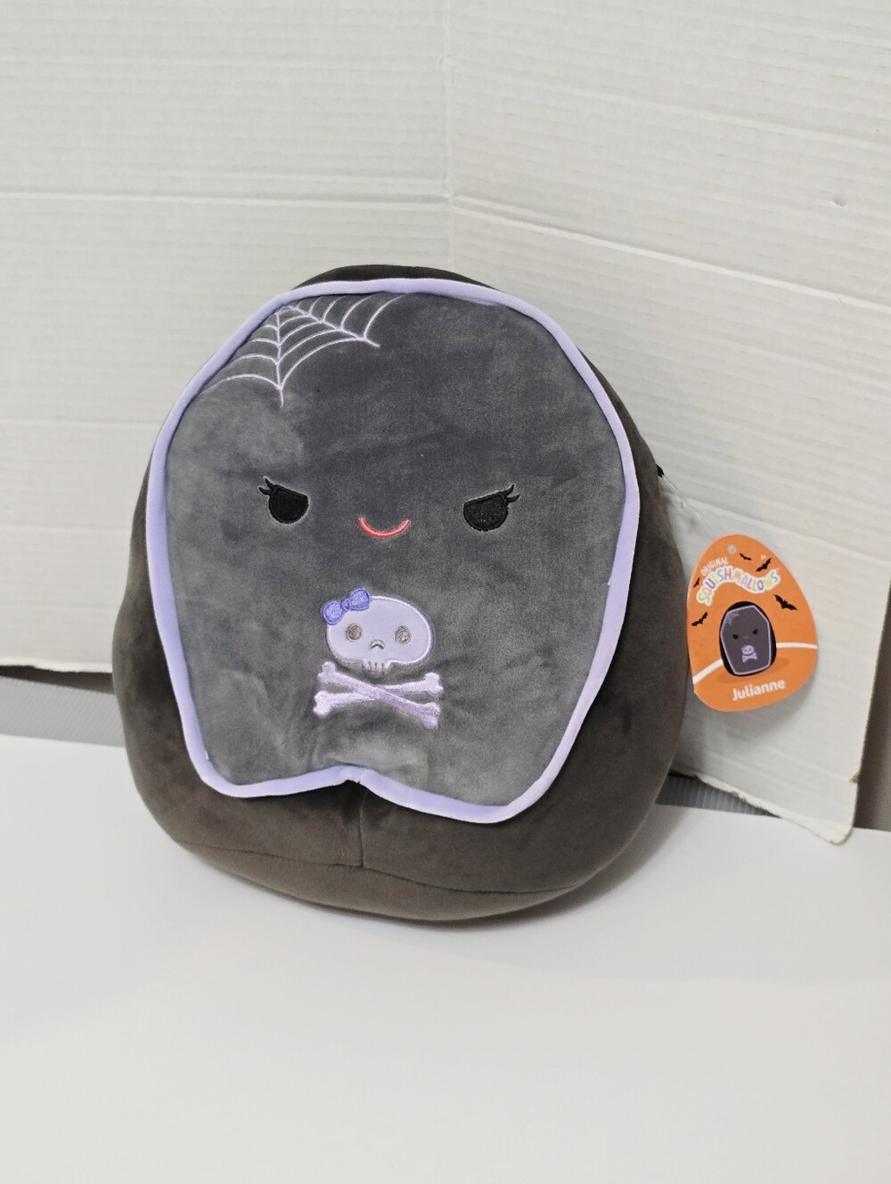 Squishmallows 11” JULIANNE Gray Black Tombstone Headstone Halloween New